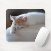 Tired beige en White Kitten Muismat (Met muis)
