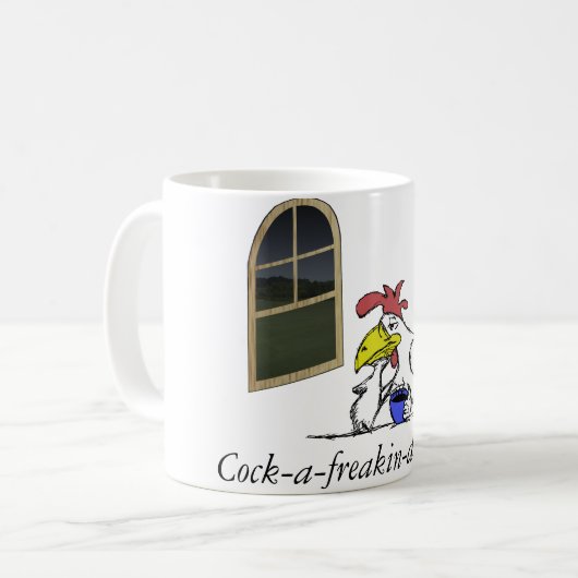 Tired Chicken Coffee Mok (Voorkant links)