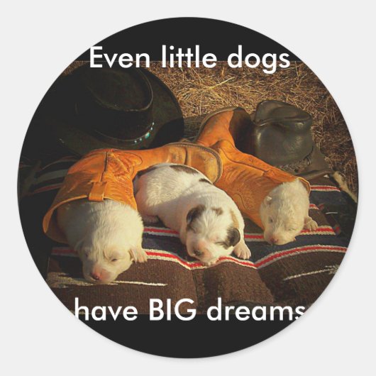 Tired Cowboy Puppies Ronde Sticker (Voorkant)
