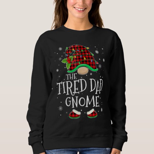 Tired Dad Gnome Red Plaid Matching Family Christma Trui (Voorkant)