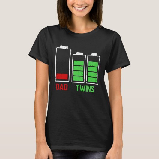 Tired Dad Low Battery Twins Full Charge Father's D T-shirt (Voorkant)