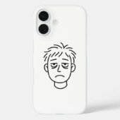 Tired Daily Mood Line Art iPhone 16 Case (Achterkant)