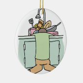 Tired Dishwasher Man Keramisch Ornament (Rechts)