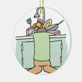 Tired Dishwasher Man Keramisch Ornament (Links)