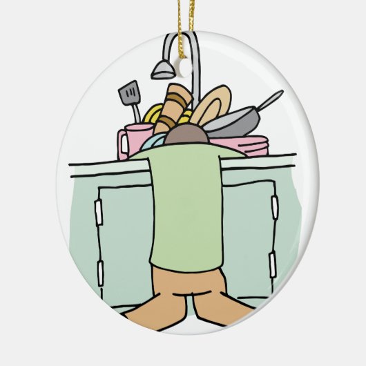 Tired Dishwasher Man Keramisch Ornament (Links)