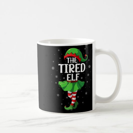 Tired Elf Christmas Girls Women Elf Squad Xmas Fam Koffiemok (Rechts)