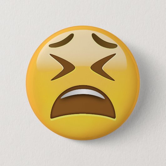 Tired Face Emoji Ronde Button 5,7 Cm (Voorkant)