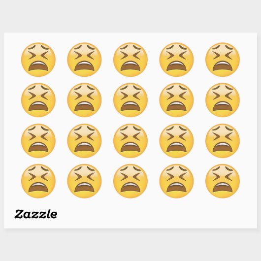 Tired Face Emoji Ronde Sticker (Vel)