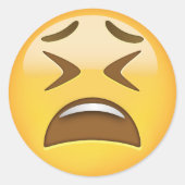 Tired Face Emoji Ronde Sticker (Voorkant)