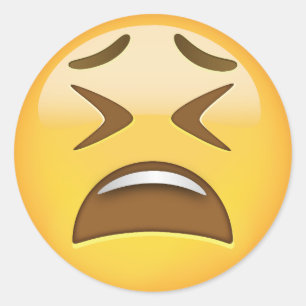 Tired Face Emoji Ronde Sticker