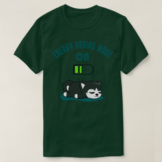 Tired Husky Battery Energy Funny Dog Fun T-shirt (Design voorkant)