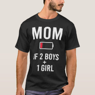 Tired mam 2 jongens 1 meisje Lage Battery Matching T-shirt