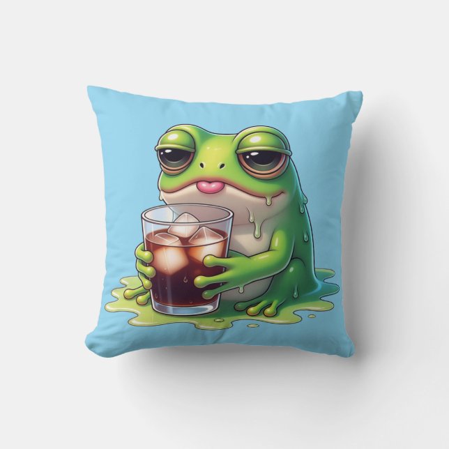Tired Melted Frog Cute Throw Pillow Design Kussen (Voorkant)