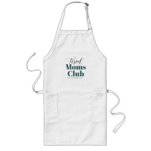 Tired moms club Calligrafie monogram Lang Schort
