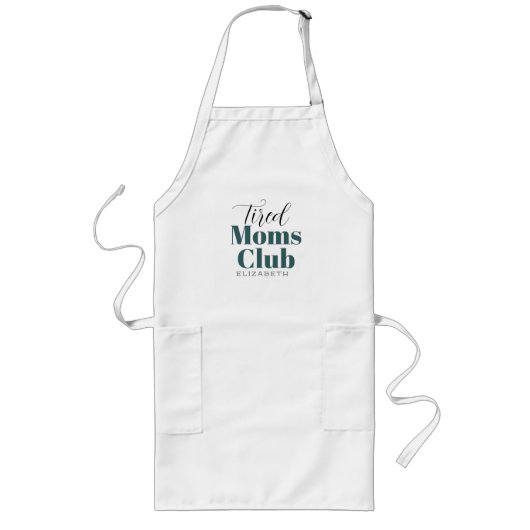 Tired moms club Calligrafie monogram Lang Schort (Voorkant)