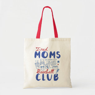 Tired Moms Honkbalclub Retro Wedstrijd Dag Tote Bag