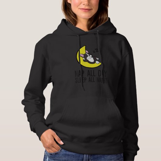 Tired Nap All Day Sleep All Night Cute Boston Terr Hoodie (Voorkant)
