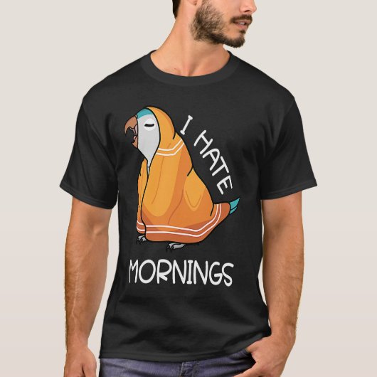 Tired Parrot Hates Mornings I Blue Monk Paraket Q T-shirt (Voorkant)