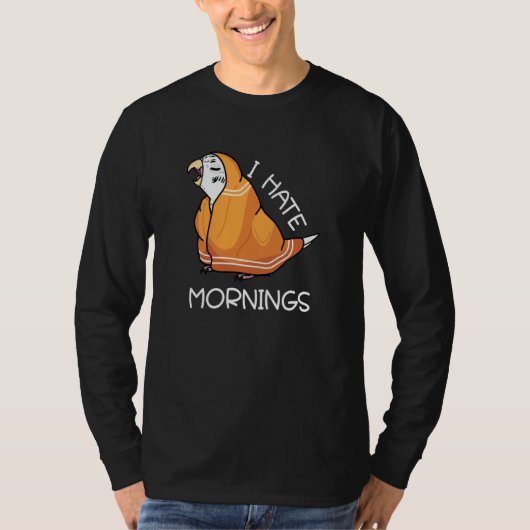 Tired Parrot Hates Mornings I White Budgie Budgeri T-shirt (Voorkant)