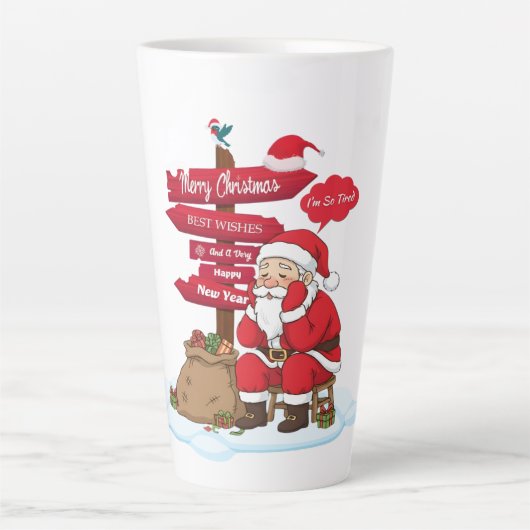 Tired Santa 17 oz Latte Mug Minimalist Coffee Conn Latte Mok (Voorkant)