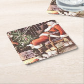 Tired Santa Claus Kerstmis Kartonnen Onderzetters (Schuin)