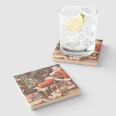 Tired Santa Claus Kerstmis Stenen Onderzetter (Zijkant)