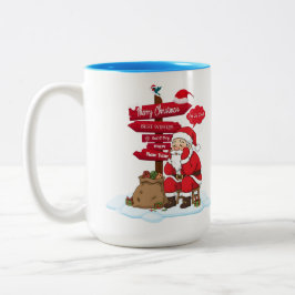 Tired Santa Large Two-Tone Mug 15 oz Gift Tweekleurige Koffiemok