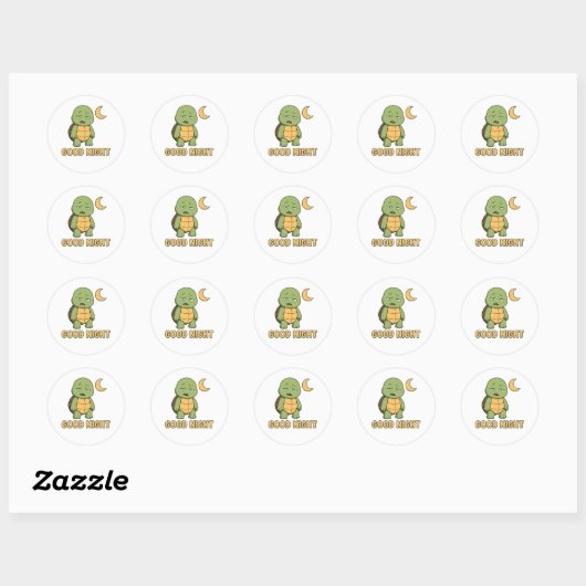 Tired turtle saying Good Night Ronde Sticker (Vel)