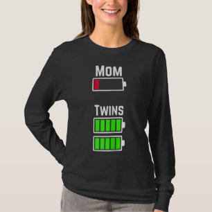 Tired Twin Mam Low Battery Charge (Gelaagde dubbel T-shirt