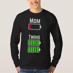 Tired Twin Mam Low Battery Charge (Gelaagde dubbel T-shirt