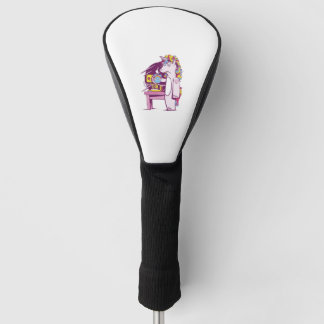 Tired unicorn met koffie golfheadcover