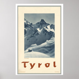 Tirol Oostenrijk Berg Winter Sneeuw Vintage Ski Poster