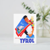 Tirol, Oostenrijk.Vrouw met bloemen en schildpad Briefkaart (Staand voorkant)