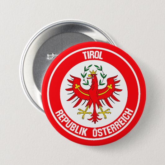 Tirol Round Emblem Ronde Button 7,6 Cm (Voorkant /achterkant)