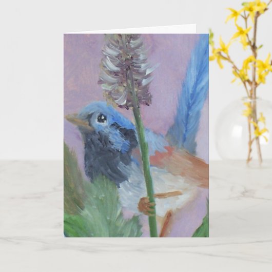 Tirrell Blue Bird Verjaardag Kaart (Gele Bloem)