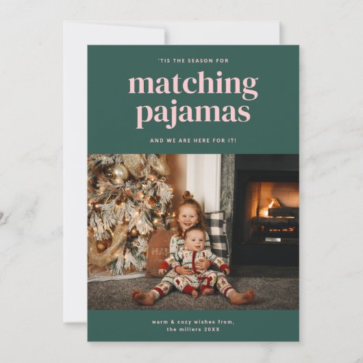 'Tis Cute Matching Pyjama Seizoen Eén Fotokaart Feestdagenkaart (Voorkant)