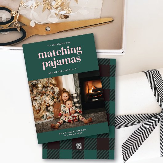 'Tis Cute Matching Pyjama Seizoen Eén Fotokaart Feestdagenkaart