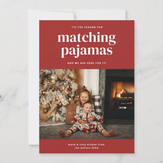 'Tis Cute Matching Pyjama Seizoen Een Fotokaart Feestdagenkaart (Voorkant)