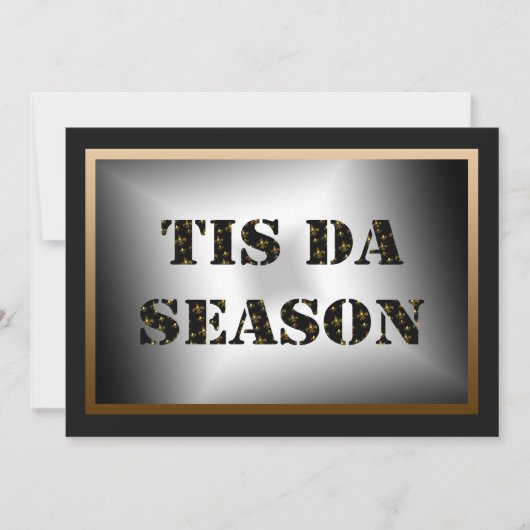 Tis Da Season Black Gold Fleur de Lis Party Kaart (Voorkant)