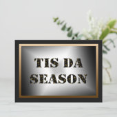 Tis Da Season Black Gold Fleur de Lis Party Kaart (Staand voorkant)