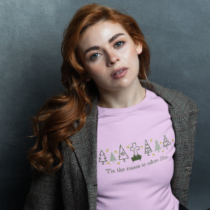 TIS DE REDEN Christelijke Kerstmis Geboorte Roze T-shirt