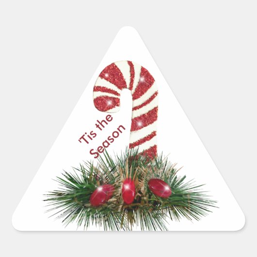 'Tis de Season Candy Cane Triangle Stickers (Voorkant)
