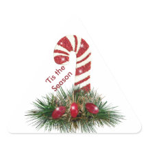 'Tis de Season Candy Cane Triangle Stickers