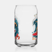 Tis De Zee-Zon - Surfende Kerstman Blikvorm Glas (Links)