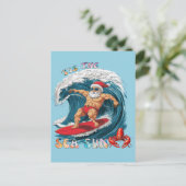 Tis De Zee-Zon - Surfende Kerstman Briefkaart (Staand voorkant)