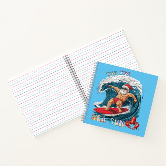 Tis De Zee-Zon - Surfende Kerstman Notitieboek (Binnen)