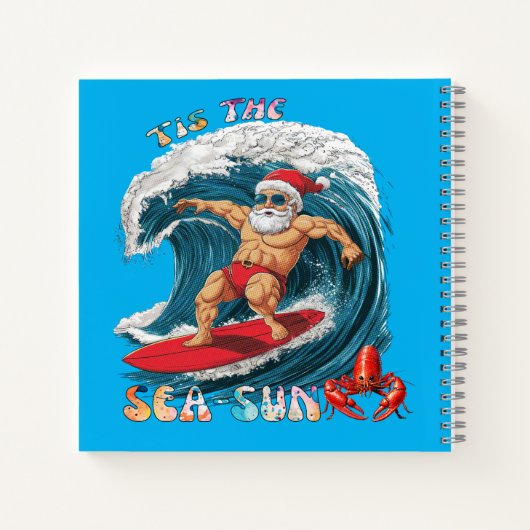 Tis De Zee-Zon - Surfende Kerstman Notitieboek (Achterkant)