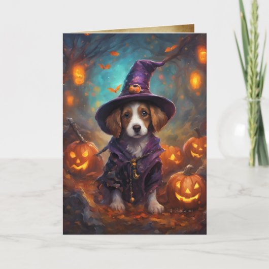 Tis 'Halloween Puppy, Schattigee Puppy Heks, Hallo Kaart (Voorkant)