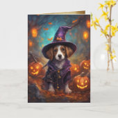 Tis 'Halloween Puppy, Schattigee Puppy Heks, Hallo Kaart (Gele Bloem)