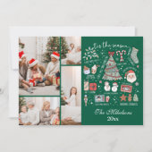 Tis het seizoen 4 Foto Retro Groene Kerst Feestdagenkaart (Voorkant)